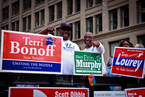 Two of Minneapolis' best legislators, Rep. Jeff Hayden and Rep. Bobby Joe Champion, at Twin Cities Pride.